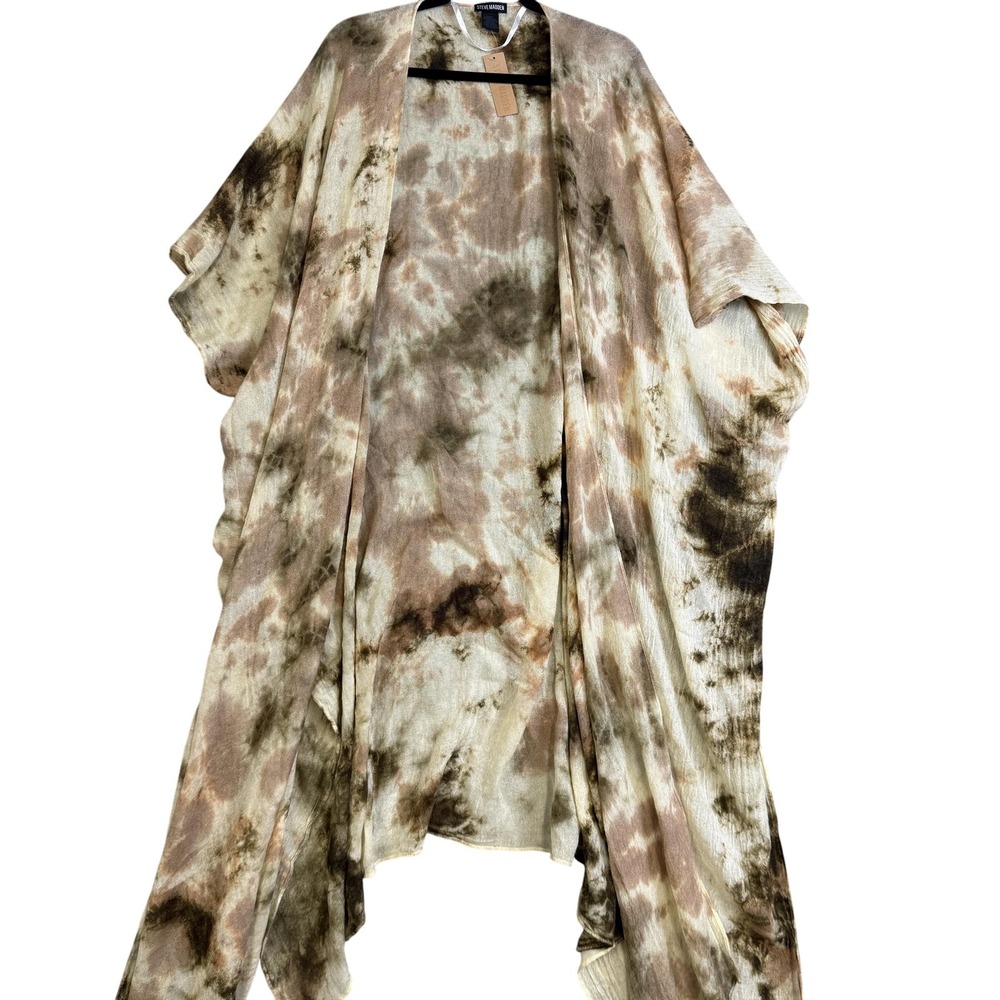 Steve Madden Kimono Cardigan Womens One Size Neutral Tie Dye Boho Ruana Wrap